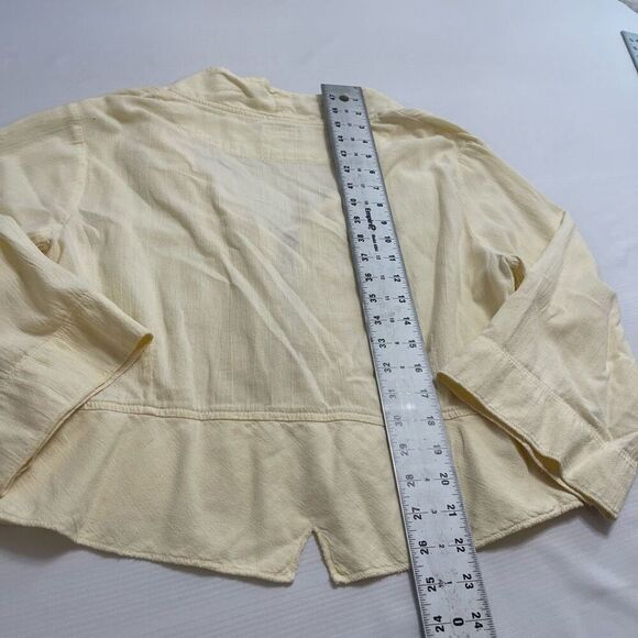 Iridium Apparel Pale Yellow Button Front Lagenlook Cotton Duster Jacket Sz Small - Picture 8 of 8